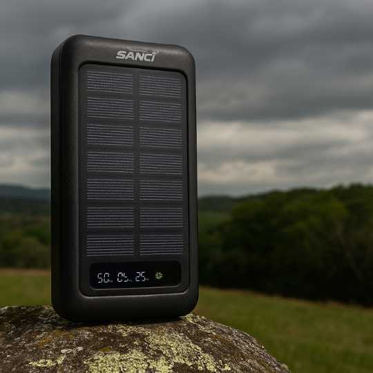 Cargador Solar Portátil con 4 Cables y Carga Inalámbrica – 20000mAh