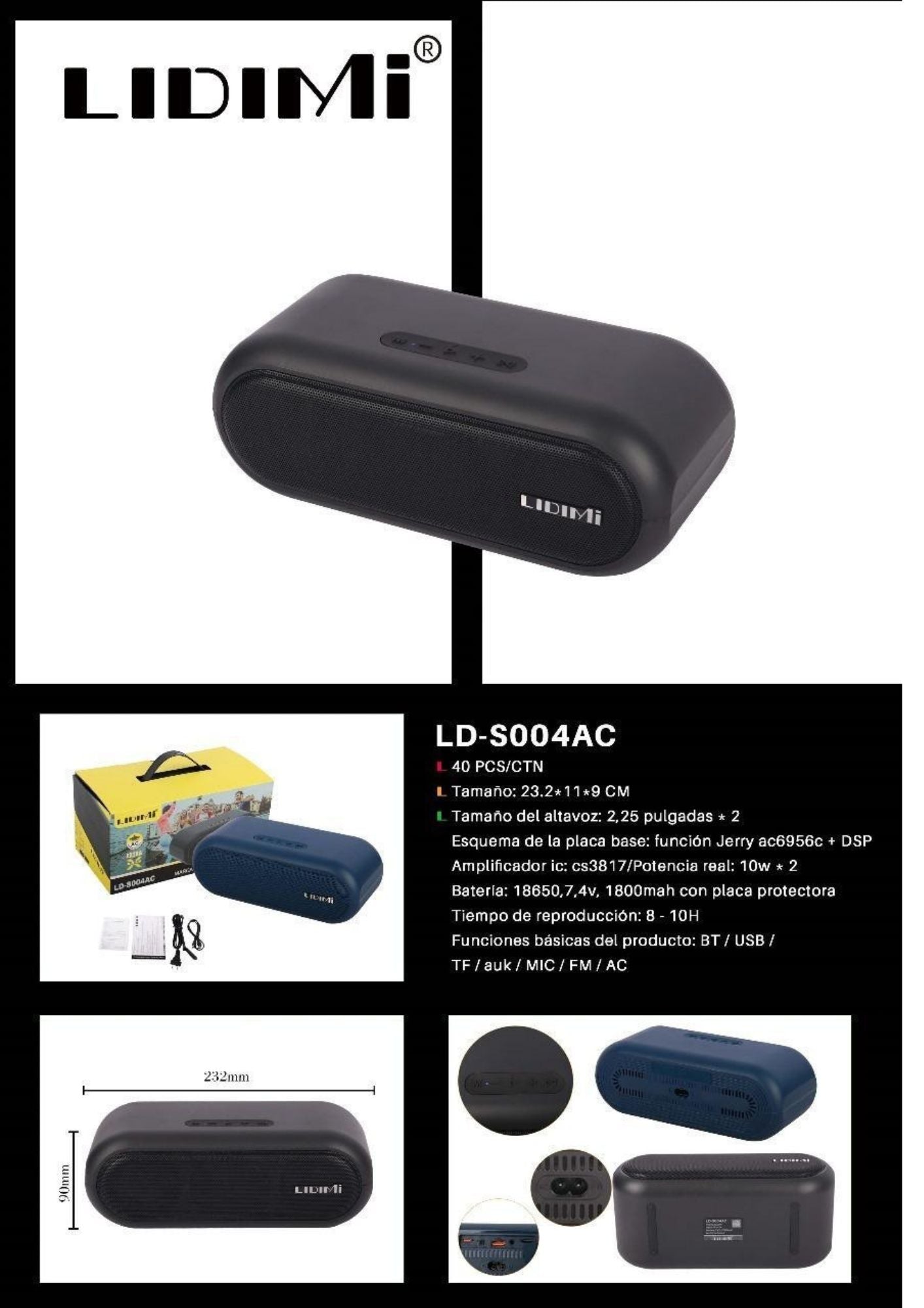 PARLANTE LIDIMI LD-SOO4AC 40W