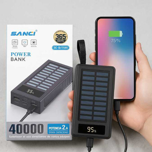 Cargador Portátil Solar de Gran Capacidad 40,000 mAh – USB/Type-C